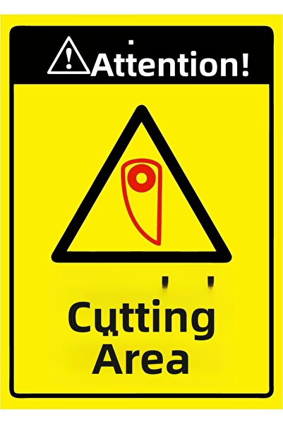 ZiPrinter انتبه! لافتة تحذير منطقة القطع isg مصنوعة من مادة PVC مقاس A4 21x30 سم