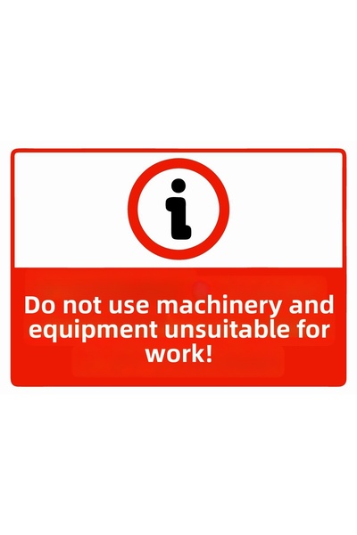 ZiPrinter لا تستخدم آلاتًا ومعداتًا غير مناسبة للأعمال! لافتة تحذير من مادة P...