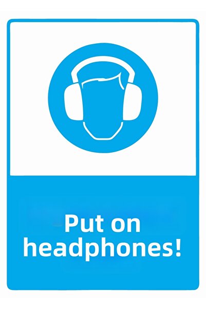 ZiPrinter سماعة أذن! لافتة تحذير من مادة PVC مقاس A4 21x30 سم