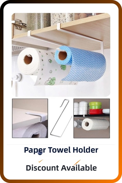 İndiriminVar خزانة مطبخ تحت الرف، حامل أكواب، حامل مناديل ورقية، معدن