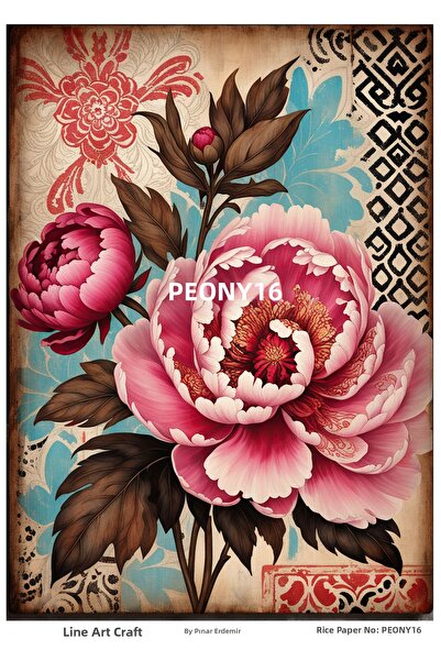LİNEART Vintage Rose Pattern Rice Decoupage Paper No:Peony16- 29X42Cm