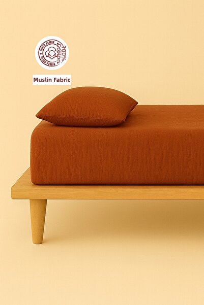 sutra طقم ملاءات مطاطية مفردة مصنوعة من نسيج الموسلين القطني بنسبة 100%