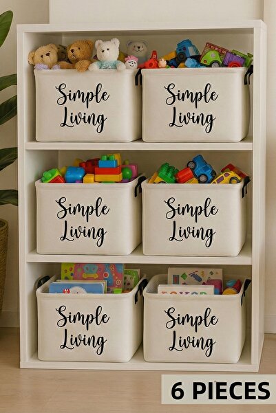 PH Prendi Home 6 قطع من سلة تخزين قابلة للطي من سيمبل ليفينج، باللون الأبيض، لتنظيم الملابس الداخلية وغرفة الأطفال وألعابهم