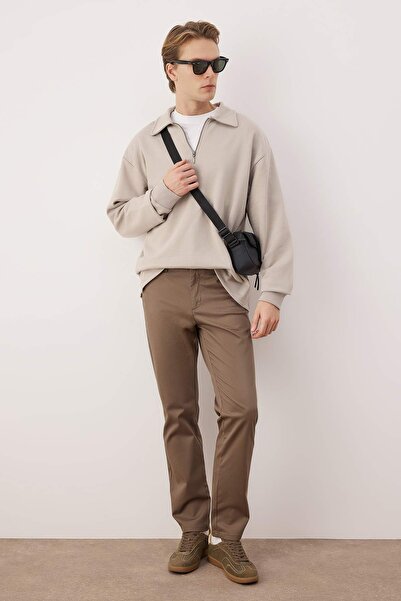 Trendyol Collection Ανδρικό υφαντό παντελόνι Toprak TMNAW26PL00031