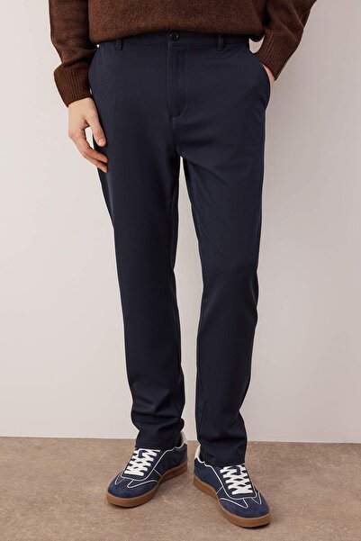 Trendyol Collection Navy Blue Men's Relaxed Fit Fabric Trousers Tmnaw26Pl00025