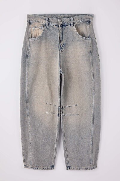 Trendyol Curve Blue High Waist Baggy Fit Large Size Jeans Tbbss25Cj00000