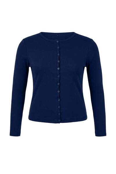 Trendyol Curve Navy Blue Ribana Knitted Oversize Blouse Tbbss26Af00010