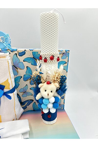 OEM Lumânare de botez fagure 35 cm – ceară naturala, ardere len