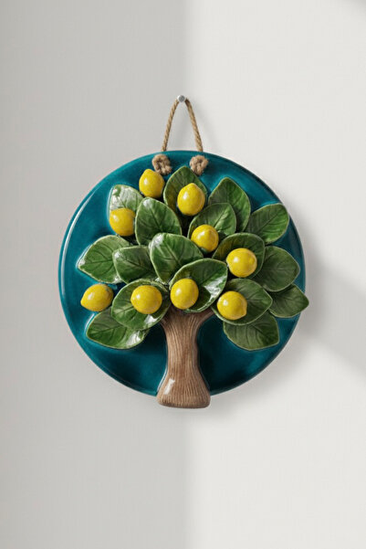 EVCİME El Yapımı Kabartmalı Limon Ağacı Seramik Duvar Süsü (21cm)