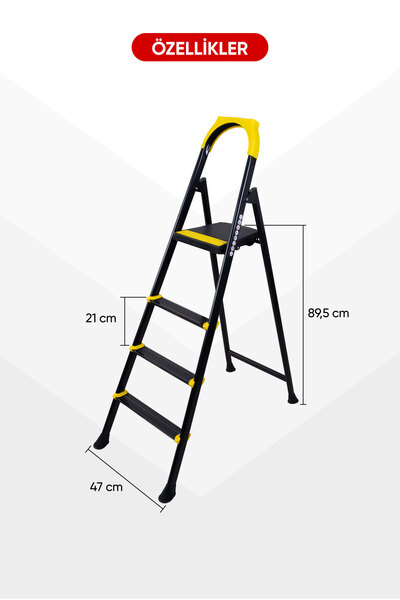 Fiesta Nova 3+1 Metal Basamaklı EXTRA GÜÇLÜ ÖZEL TASARIM Pratik Merdiven