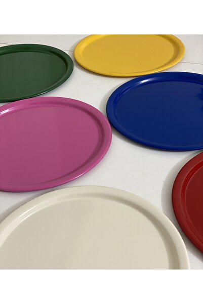 Elzem ROUND MODEL SERVICE AND PRESENTATION TRAY IN 6 DIFFERENT COLORS METAL TRAY