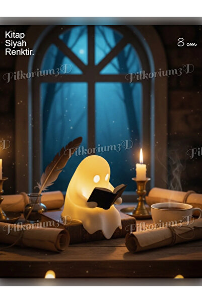 Genel Markalar Kitap Okuyan Sevimli Hayalet Lamba - Baskı Pilli LED Kitaplık ...