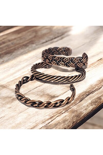 Zinnun Bakır El Yapımı Sadekar Üçlü Bilezik T1