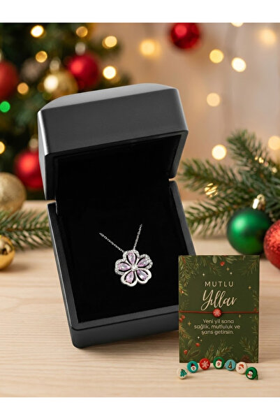 Famira 925 Ayar Gümüş Işıklı Kutuda Nergis Çiçeği Kolye Yılbaşı Şans Bilekliği Hediyeli