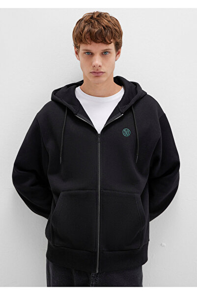 Mavi Logós kapucnis cipzáras fekete pulóver 066979-900