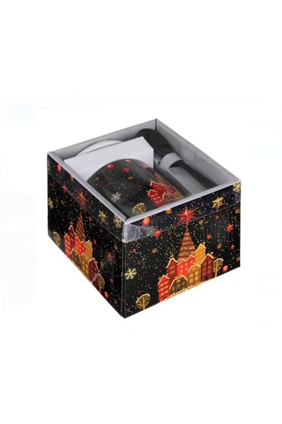 OEM Set cadou de Crăciun Cană 340 ml cu linguriță și capac, model Noaptea de ...