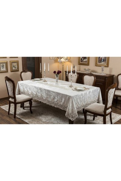 Generic Brand Gray Velvet Tablecloth 160x220 Cm Luxury French Laced Stain Resistant