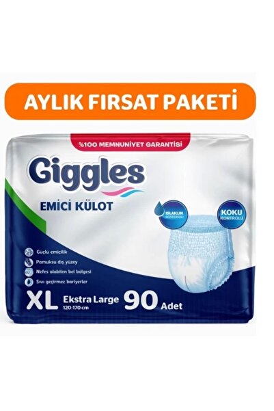 giggles Yetişkin Emici Külot Bez Ekstra Büyük Boy (XL) Bel Boyu 120-170cm Isl...