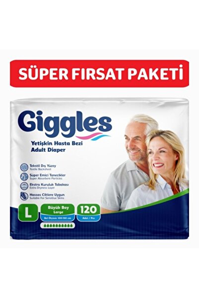 giggles Yetişkin Bel Bağlamalı Hasta Bezi Large 30'lu 4 Paket 120 Adet