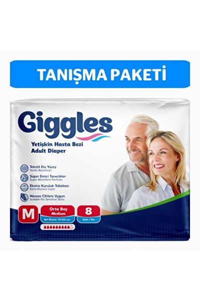 giggles Yetişkin Bel Bantlı Hasta Bezi Medium 8'li 1 Paket 8 Adet