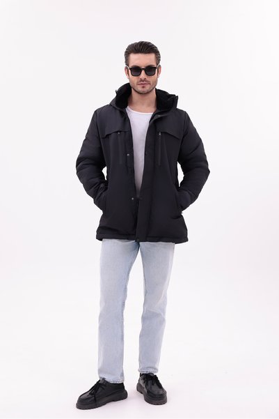 blayn jeans Erkek Polarlı Kürklü Su Ve Rüzgar Geçirmez Kapüşonlu Kışlık Mont & Kaban & Parka