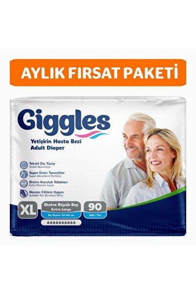 giggles Yetişkin Bel Bantlı Hasta Bezi ExtraLarge 30'lu 3 Paket 90 Adet