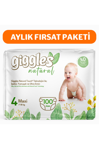 giggles Natural 4 Numara Maxi Pamuklu Bebek bezi 100 Adet