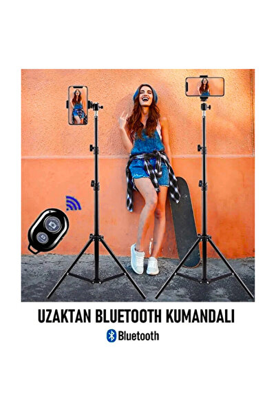 Coverzone 3 Ayaklı Alüminyum Bluetooth Kumandalı Tripod Telefon Tutuculu 2 Me...