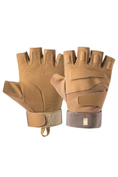 SINGLE SWORD Yarım/Kesik Parmak Kısa Askeri Taktik Bej Motorcu/Motosiklet/Bisiklet Eldiveni L