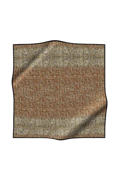 100% Twill Silk Textured Pattern Brown - Peanut Green Color 90x90 Scarf Edge Sewing Shape Hand Wrist