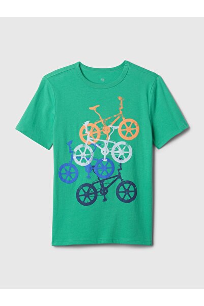 GAP Erkek Çocuk Yeşil Grafikli T-Shirt