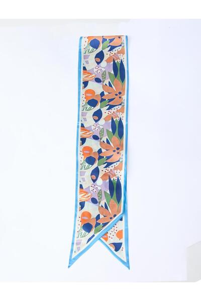 Jimmy Key Blue Floral Patterned Woven Scarf