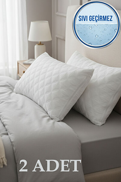 Ladylina Home 2'li Sıvı Geçirmez Kapitone Yastık Alezi | 50X70 cm Yastık Koruyucu