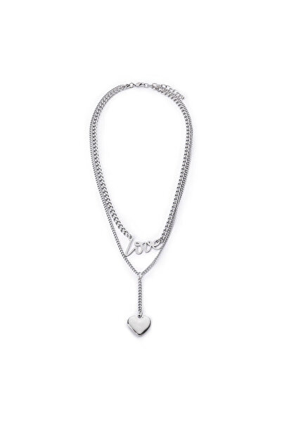 Twist SLOGANLI VE KALPLİ ZİNCİR KOLYE SETİ