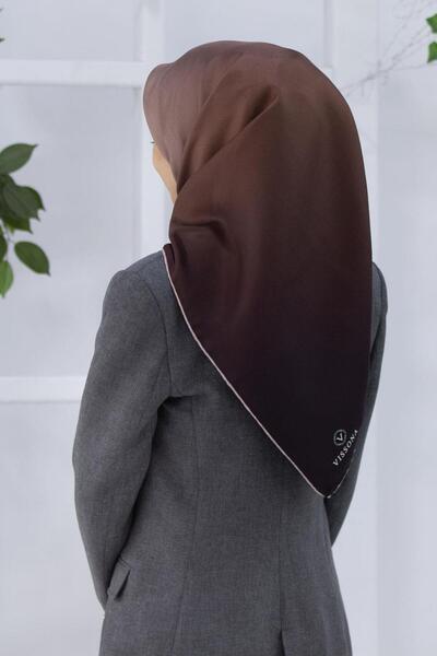 Vissona 100% keper Svila gradijent D Sa deznom mlečna kafa boja 90x90 šal   M...