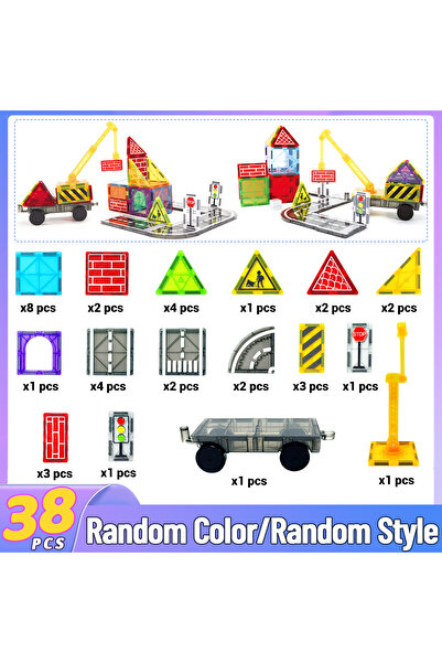 Choice Engineering-38pcs Magnetic Road Set With Car Toys For Kids Boys Girls ...