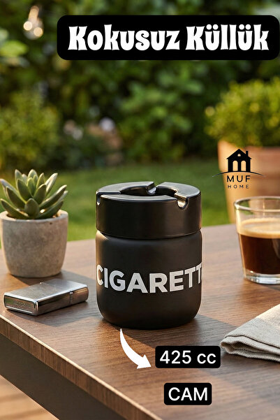 MUF HOME Kokusuz Küllük Cam Hazneli Yanmaz Plastik Kapaklı Ev Ofis Ve Araç Iç...