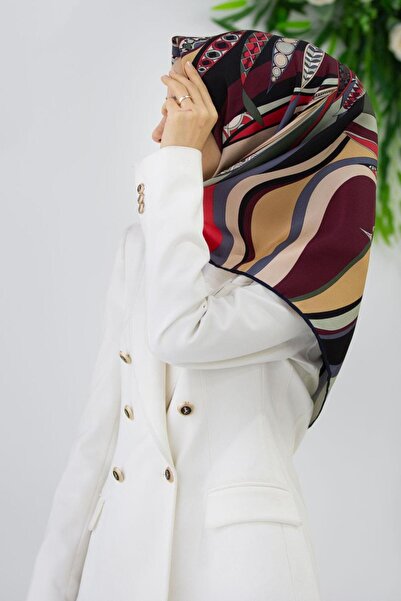 Vissona 100% Twill Ethnic Leaf Pattern Κόκκινο Χρώμα 90x90 Σχήμα ραψίματος: Φ...