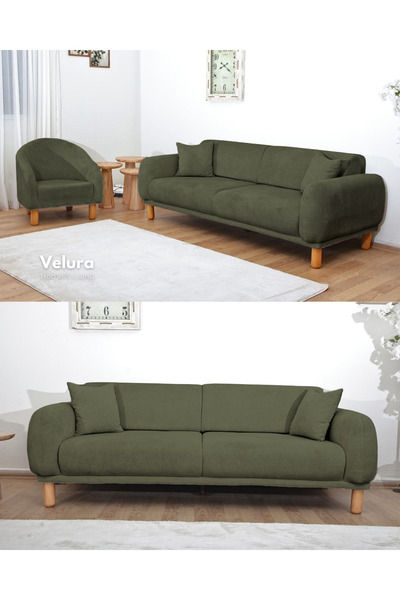 Velura Home & Living Lara Koltuk Takımı & Oturma Grubu - Yeşil (3+1)
