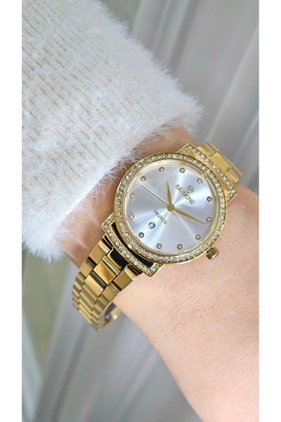 Raymond ساعة يد نسائية كوارتز RYM-213058L مقاس 28 ملم مرصعة بالأحجار - ضمان ل...