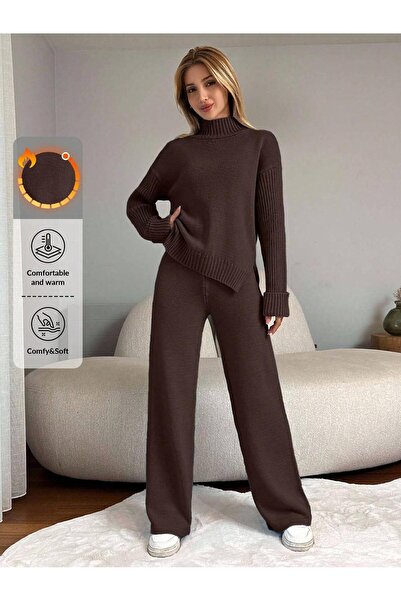 TOFAN TRİKO Oversize Turtleneck Knitwear Set