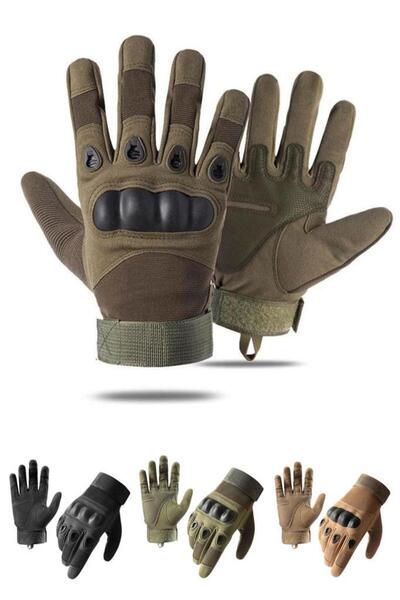 SINGLE SWORD Soğuğa ve Rüzgara Dayanıklı Tam Parmak Askeri Taktik Uzun Haki Eldiven/Motosiklet Bisiklet Eldiveni