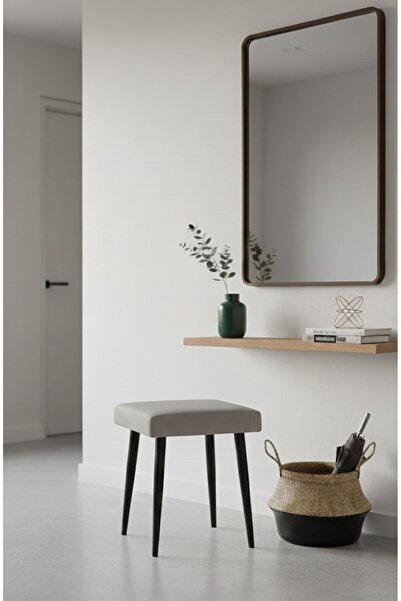 ÖZCAN METAL Metal Ayak Babyface Kumaş Dekoratif Çok Amaçlı Peluş Puf Tabure Bench Koltuk Sandalye