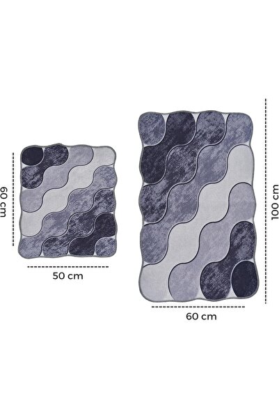 miqna 2-tlg. rutschfeste Badteppich Set, waschbar (60x100 & 50x60 cm)