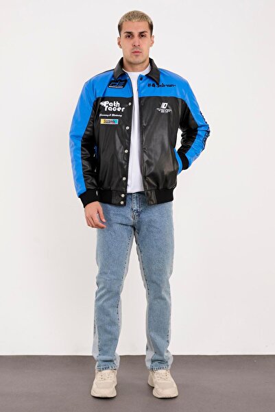 Rocqerx R-2384 Гарні вишивка Детально підкладкована шкіряна куртка