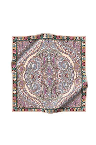 Vissona 100% keper Svila Etro D Sa deznom mink - indigo boja 90x90 šal   Meto...