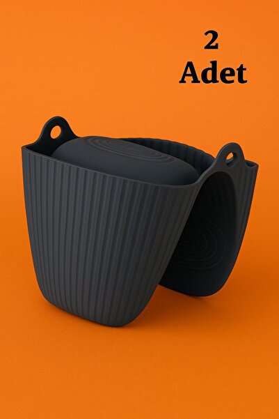 ray plastik 2 Adet Isıya Dayanıklı Silikon Fırın Eldiveni - Füme