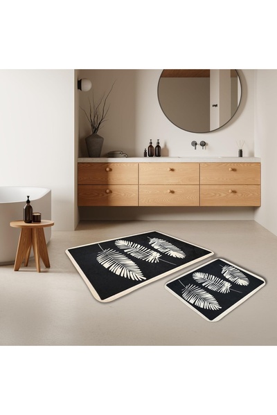 miqna 2-tlg. rutschfeste Badteppich Set, waschbar (60x100 & 50x60 cm)