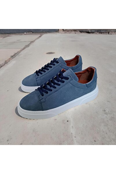 MODA حذاء رجالي من جلد النوبوك الأصلي باللون الأزرق الجليدي دالاس