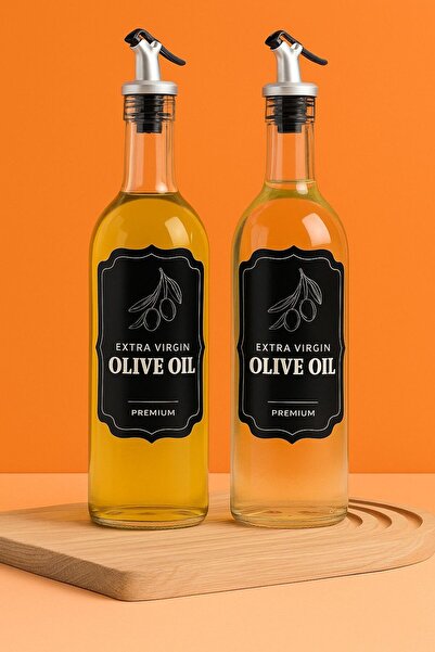 ray plastik 2'li Cam Yağdanlık - Zeytinyağı, Ayçiçek Yağı, Sirke Şişesi 750 ml